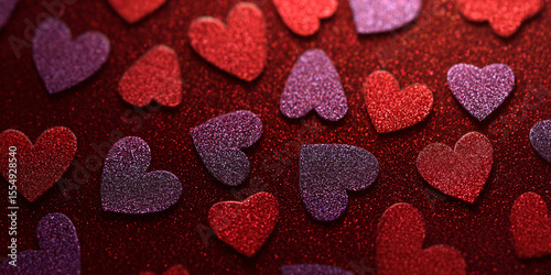 Banner of many hearts. love. Valentine's Day background. paper hearts. red colors. sympathy.