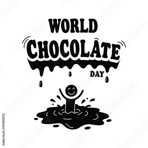 Happy World Chocolate Day Fun Illustration of Person in Chocolate Puddle