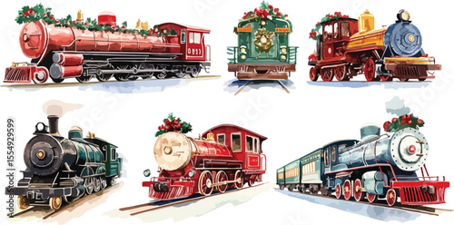 Vintage red steam locomotive on a Russian railway track