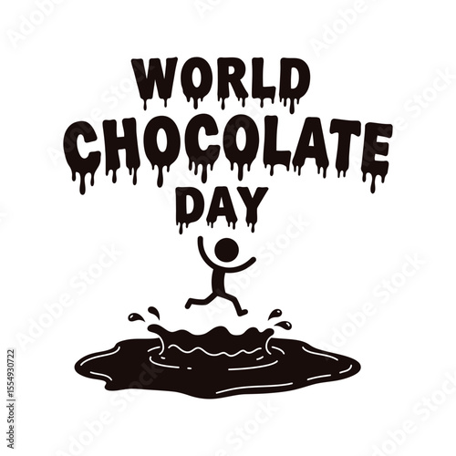 World Chocolate Day Fun Illustration of Person Jumping into Chocolate Puddle