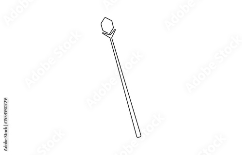 continuous line drawing of magic wand with star head.one line drawing of magic wand for carnival event, isolated white background, Magic Wand Icon Flat Design, minimal.