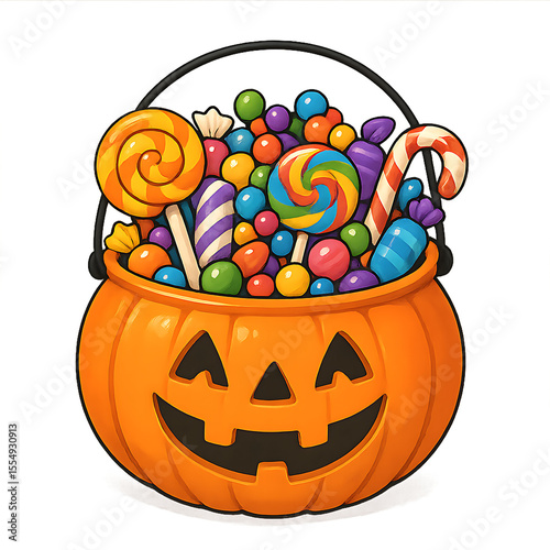 Halloween Candy in a Pumpkin Bucket