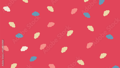 Playful cloud blobs on red background