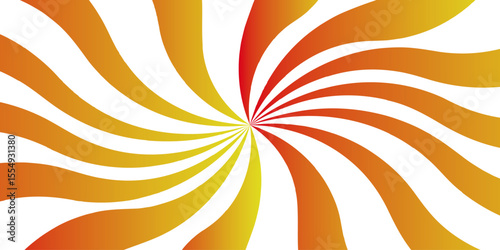 Abstract vivid, radial spiral burst pattern orange and white curved rays. Dynamic and symmetrical,Sunset light retro design. Vintage sunrays swirl sun beam pattern. Swirl texture with stripes,