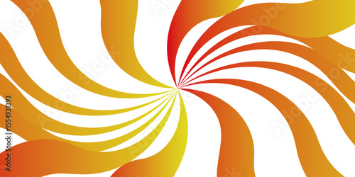 Abstract vivid, radial spiral burst pattern orange and white curved rays. Dynamic and symmetrical,Sunset light retro design. Vintage sunrays swirl sun beam pattern. Swirl texture with stripes,