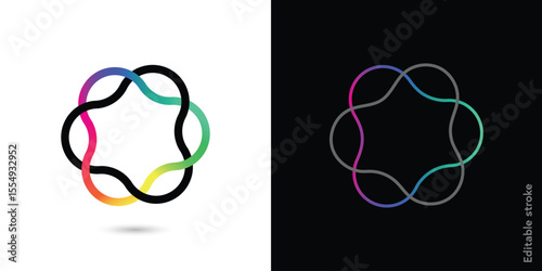 circular process cycle rotation movement dynamic structure automation solution abstract vector logo icon symbol 