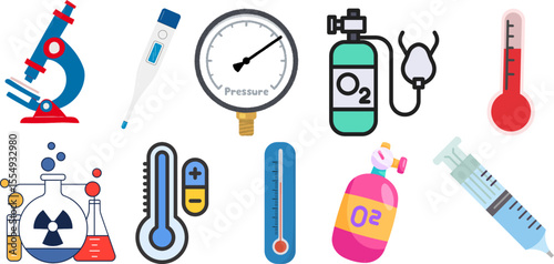 illustration of a set of medical tools and accessories