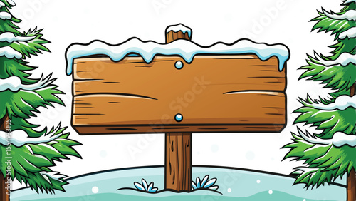 Wooden Christmas Invitation with Pine Branches.