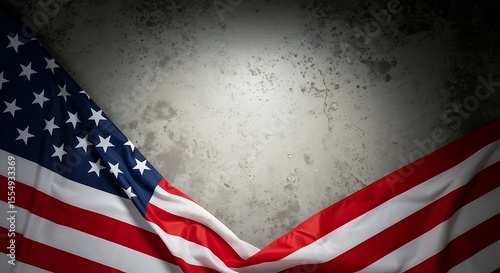 American Flag Draped on Gray Concrete Background Red White Blue Stars Stripes Patriotism U S A usa flag 1