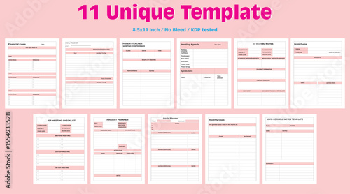 11 Unique Template, KDP interior, Planner, journal, tracker, logbook