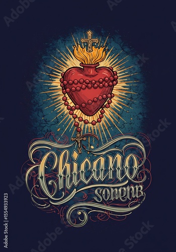 Sacred heart Chicano themed artwork