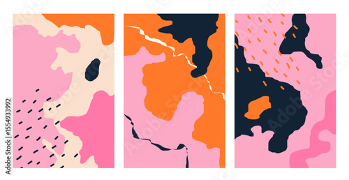 Trendy abstract templates with bold shapes and vibrant colors perfect for creative backgrounds posters branding or social media design projects modern style vector illustration