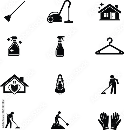 house cleaning vector icon set