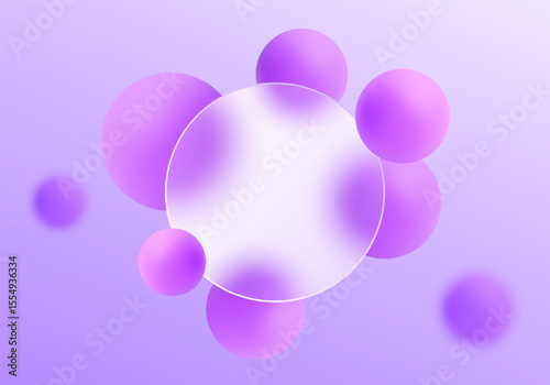 Glass morphism style background with translucent panel and glowing spheres for modern UI, branding and design projects.