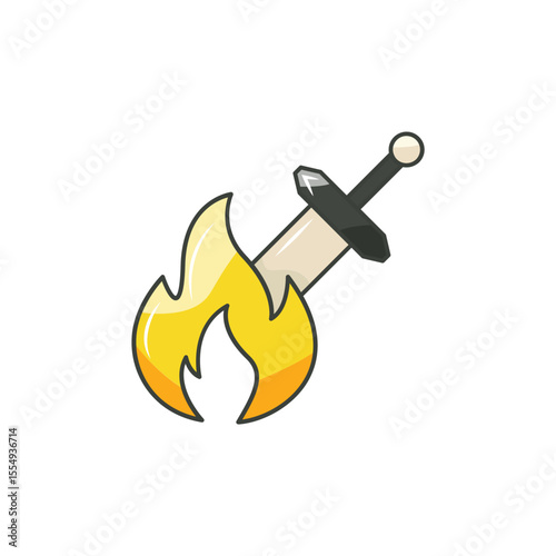 Fire Sword Icon, Blazing Weapon Heroic Bravery