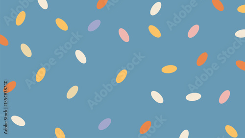 Colorful capsule shapes on blue background