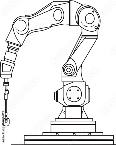 Clean and simple black vector linear outline of a robot arm.