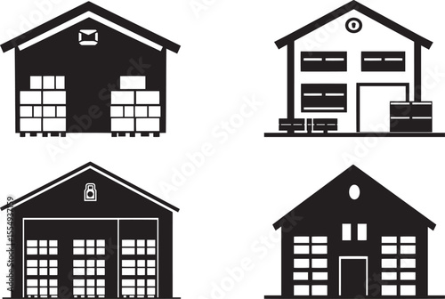 warehouse icon clean simple silhouette black vector illustration