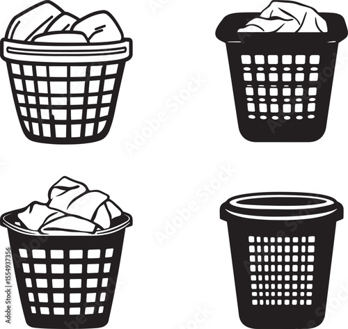 laundry-basket icon clean simple silhouette black vector illustration