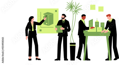 vector illustration of business people in a meeting