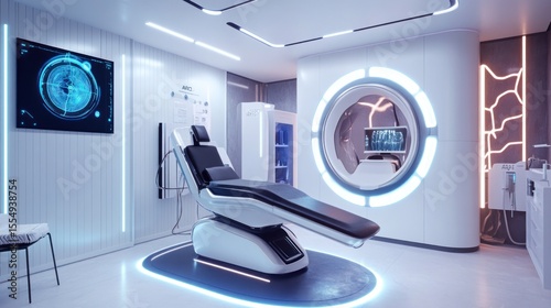 Futuristic medical clinic interior
