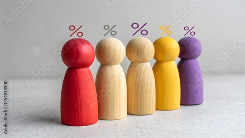 Division of society into percentage groups concept. Demographics, income distribution, and societal inequality. Surveys and sociological research.