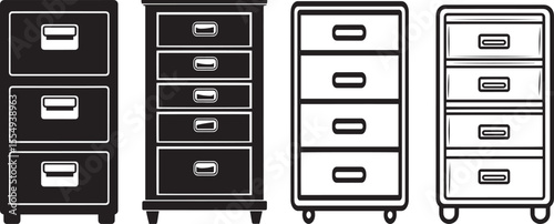 Filing Cabinet icon clean simple silhouette black vector illustration