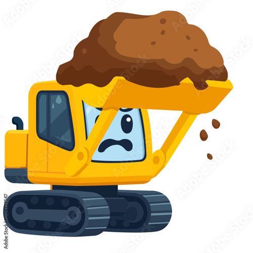 Yellow Bulldozer is struggling on his first day of work
