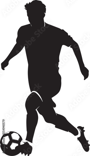 A player executing a Cruyff Turn, using the inside of their foot to drag the ball behind them, full-length silhouette vector.
