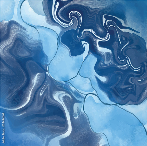 abstract blue background with bubbles, watercolor 