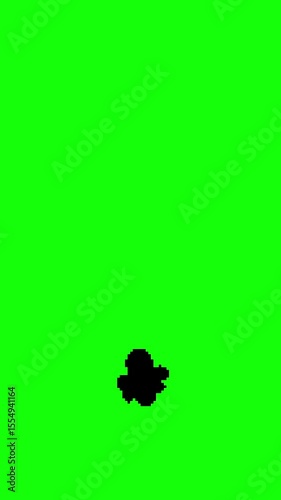 Vertical Video of Retro Pixel Art Cartoon Exploding Bubble Animation Loop on Green Screen. Perfect for retro video games, manga or anime animated fight pop ups, nostalgic gaming projects.