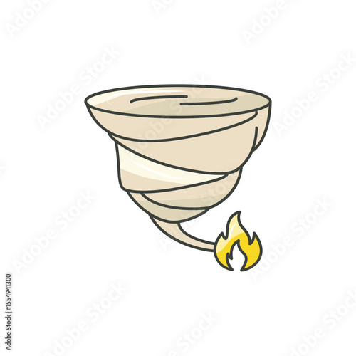 Fire Tornado Icon, Natural Disaster Twisting Flame