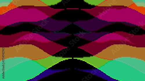 Abstract pixel art fluid colorful background. Manga Wavy Mosaic Animation. Abstract of rapidly moving speed of shapes in pixelated style swirl animation. Hippie tie dye shapes	