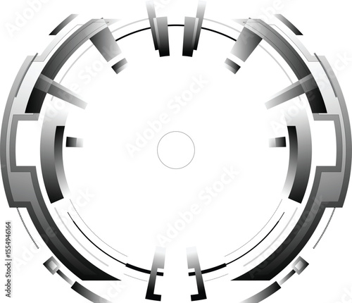 Futuristic Tech Circle: A striking, metallic-toned, geometric abstract design, offering a modern interpretation of technological advancement, suitable for conceptual digital applications.