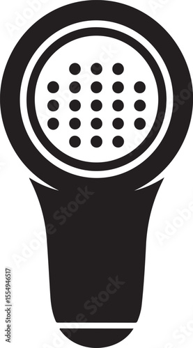Simple black silhouette of a shower head with multiple water jets