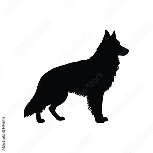 German shepherd dog silhouette isolated on a white background. Vector illustration
