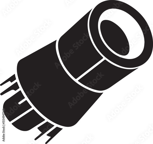Abstract geometric cylinder with pins and rings silhouette