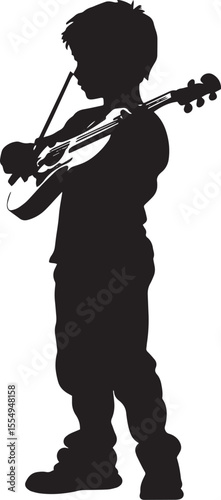 Child Writing in a Notebook Silhouette A black vector image of a seated kid, pencil in hand, concentrating on their work.