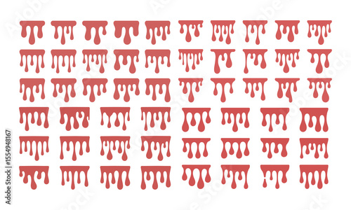 Blood Drip Icons Set, Red Liquid Splatter Graphics, vector illustration