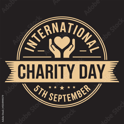 International Charity Day, September 5th Awareness Emblem, vector illustration