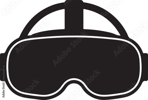 Modern virtual reality headset device icon with strap silhouette