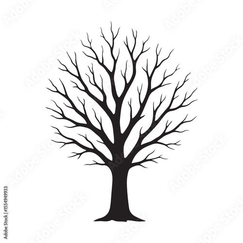 Dead tree silhouette icon vector illustration on white background. Leafless tree symbol design.