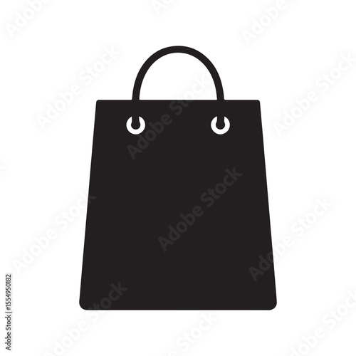 Shopping bag silhouette icon vector illustration on white background. Shopping bag symbol design.