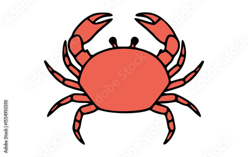 A vibrant illustration of a crab with a bold outline
