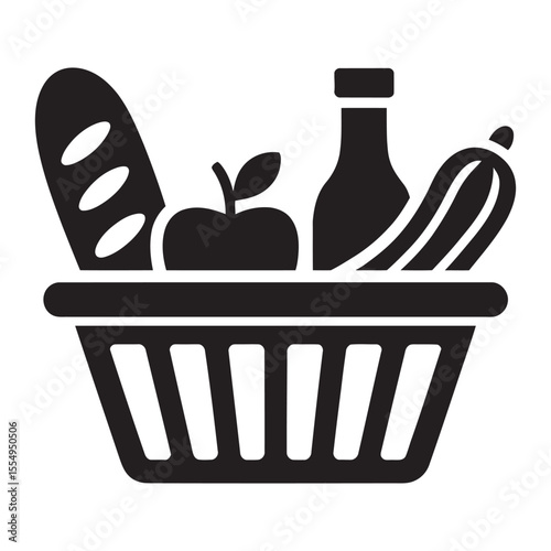 Vegetable Basket Icon, Grocery Shopping & Food Supply Graphic, vector illustration
