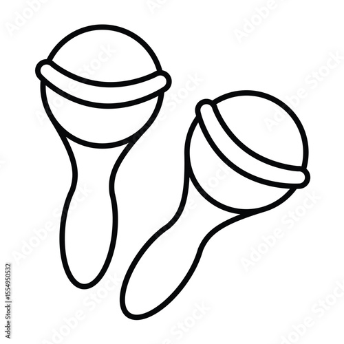 Maracas pair thin line icon, tropical voyage concept. Vector graphics. Festival maracas, musical instrument sign on white background, style mobile or design.