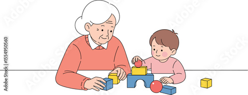 Grandmother and Grandchild Playing Together: Intergenerational Bond Illustration
