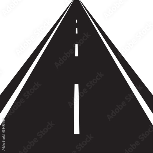 Straight Black Road with White Center Line Toward Horizon.