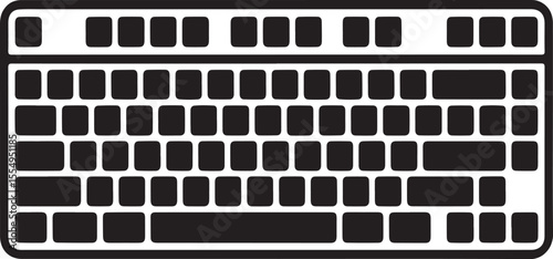 Minimalist black computer keyboard outline silhouette on white background