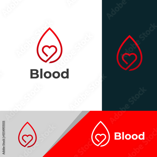 Blood Donation Logo Red Drop Heart Lifeline Design